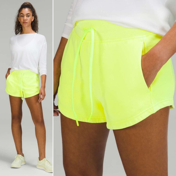 lululemon athletica Pants - Lululemon Inner Glow High Rise Shorts in Neon Garment Dye Solid Highlight Yellow